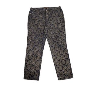 Ellen Tracy women Women's floral metallic denim jean pants 10 rare